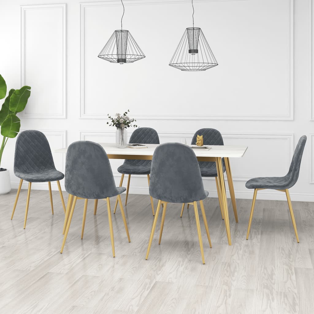 Sedie Da Pranzo 6 Pz Verde Scuro In Velluto