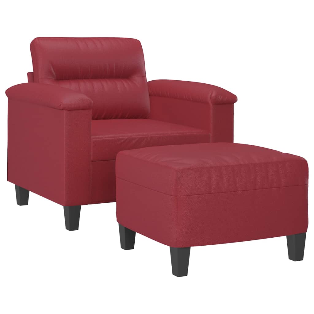 Poltrona Con Poggiapiedi Rosso Vino 60 Cm In Similpelle - Image 3