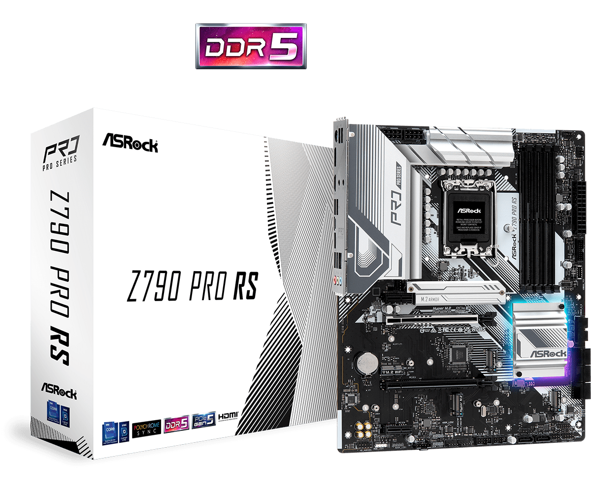 Asrock Z790 Pro Rs - Motherboard - Atx - Lga1700-Sockel - Z790 Chipsatz - UsB-C Gen2, Usb 3,2 Gen 1, Usb 3,2 Gen 2, UsB-C 3,2 Gen 2x2 - 2,5 Gigabit L