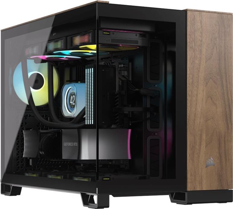 Corsair 2500x - Mid Tower - Micro Atx - Seitenteil Mit Fenster (gehärtetes Glas) - Keine Spannungsversorgung (atx) - Schwarz, Walnussholz - Usb/audio