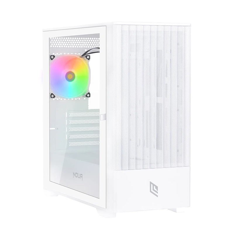 Noua Fobia L111 - Case Micro Atx - Bianco - Pannello Laterale In Vetro - Ventola Argb - Supporto Dissipazione A Liquido