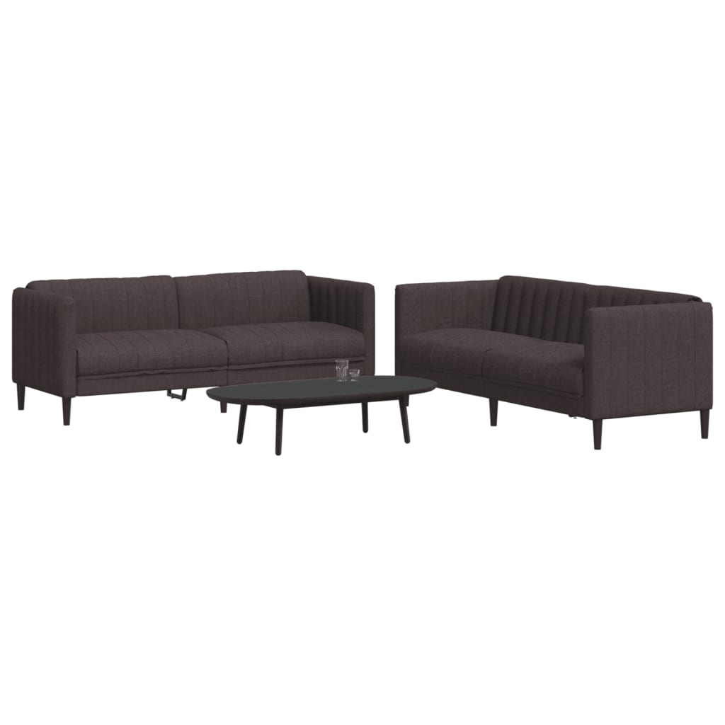 Set Di Divani 2 Pz Marrone Scuro In Tessuto