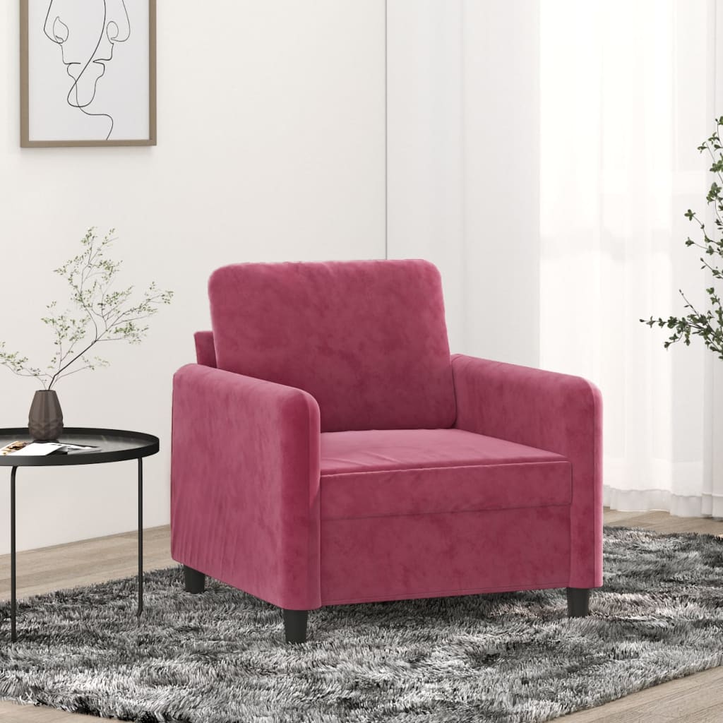Poltrona Rosso Vino 60 Cm Velluto