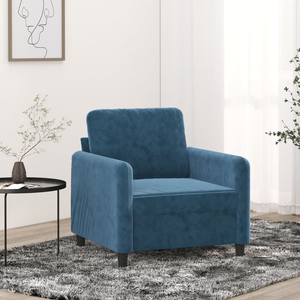 Poltrona Blu 60 Cm Velluto