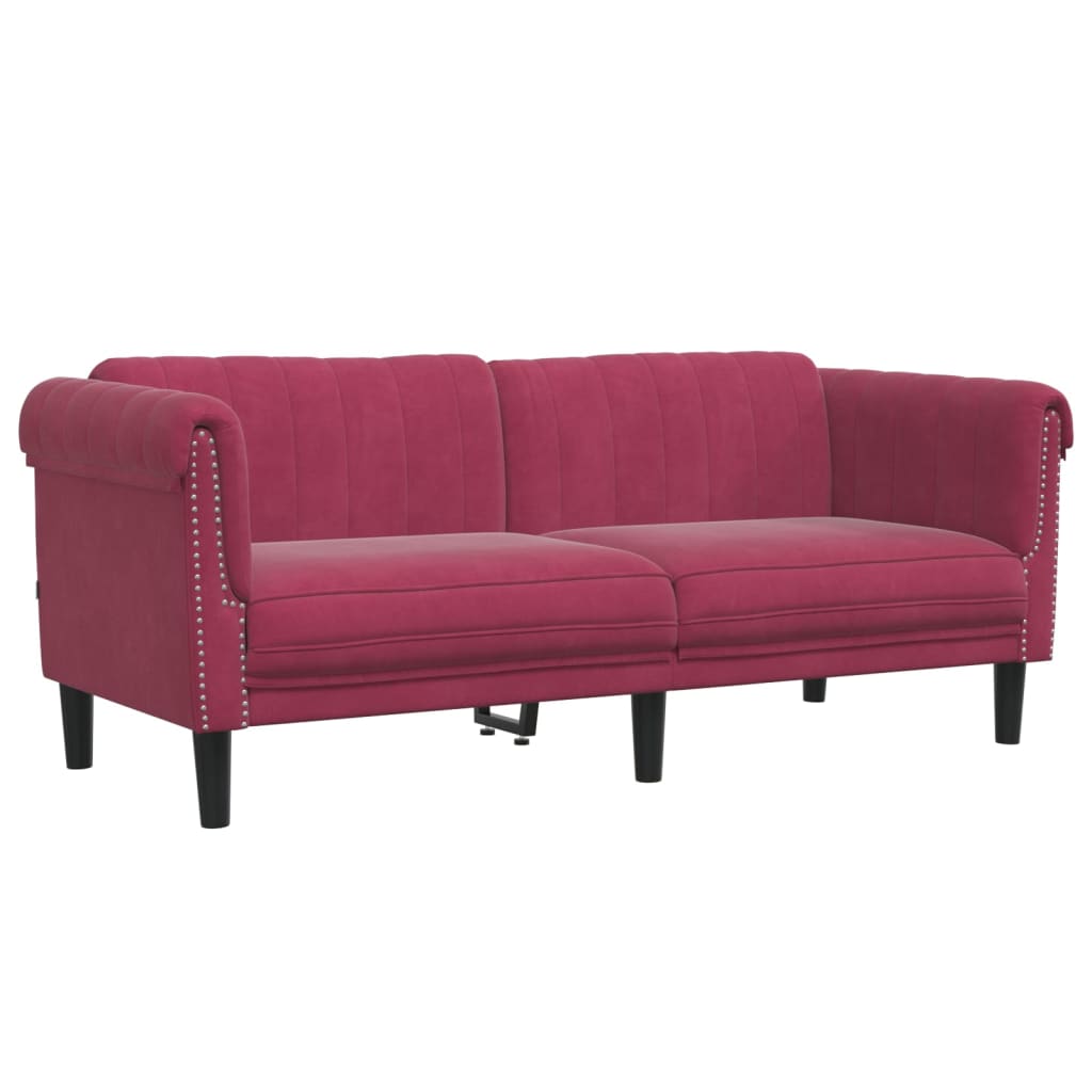 Set Di Divani 2 Pz Rosso Vino In Velluto - Image 4