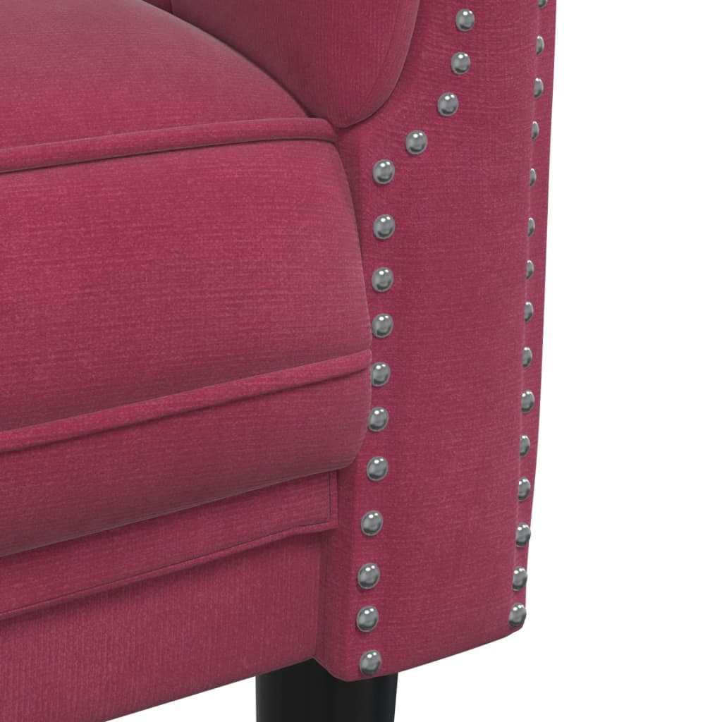 Set Di Divani 2 Pz Rosso Vino In Velluto - Image 6