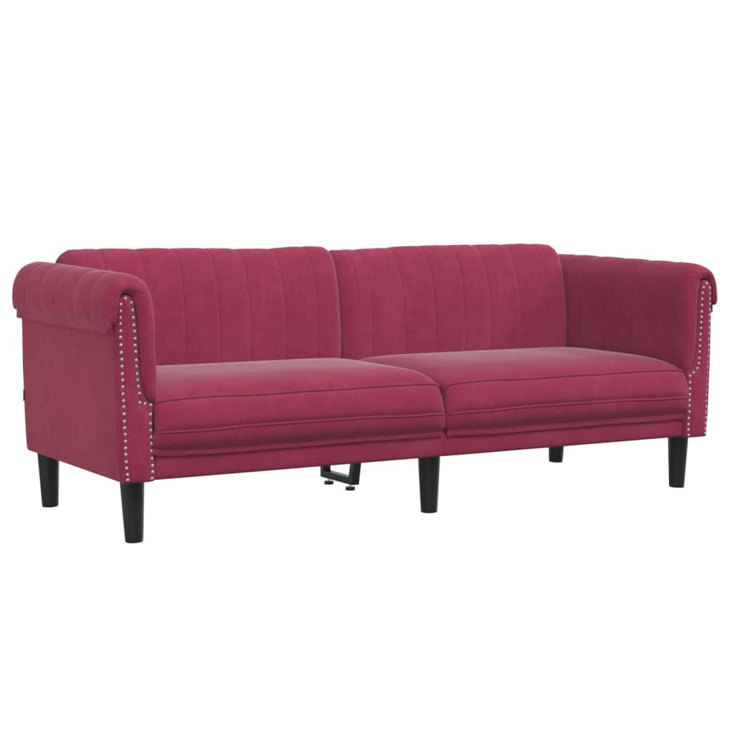 Set Di Divani 2 Pz Rosso Vino In Velluto - Image 5