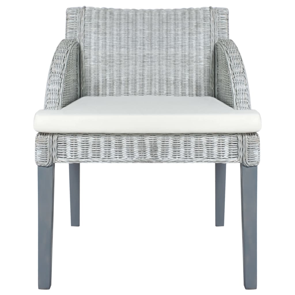 Sedia Da Pranzo Con Cuscino Grigio In Rattan Naturale
