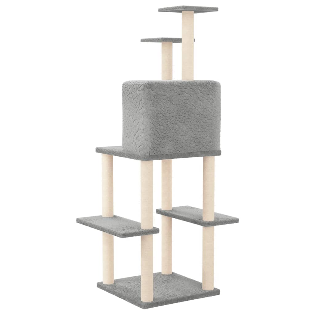 Albero Per Gatti Con Tiragraffi In Sisal Grigio Chiaro 144,5 cm - Image 5