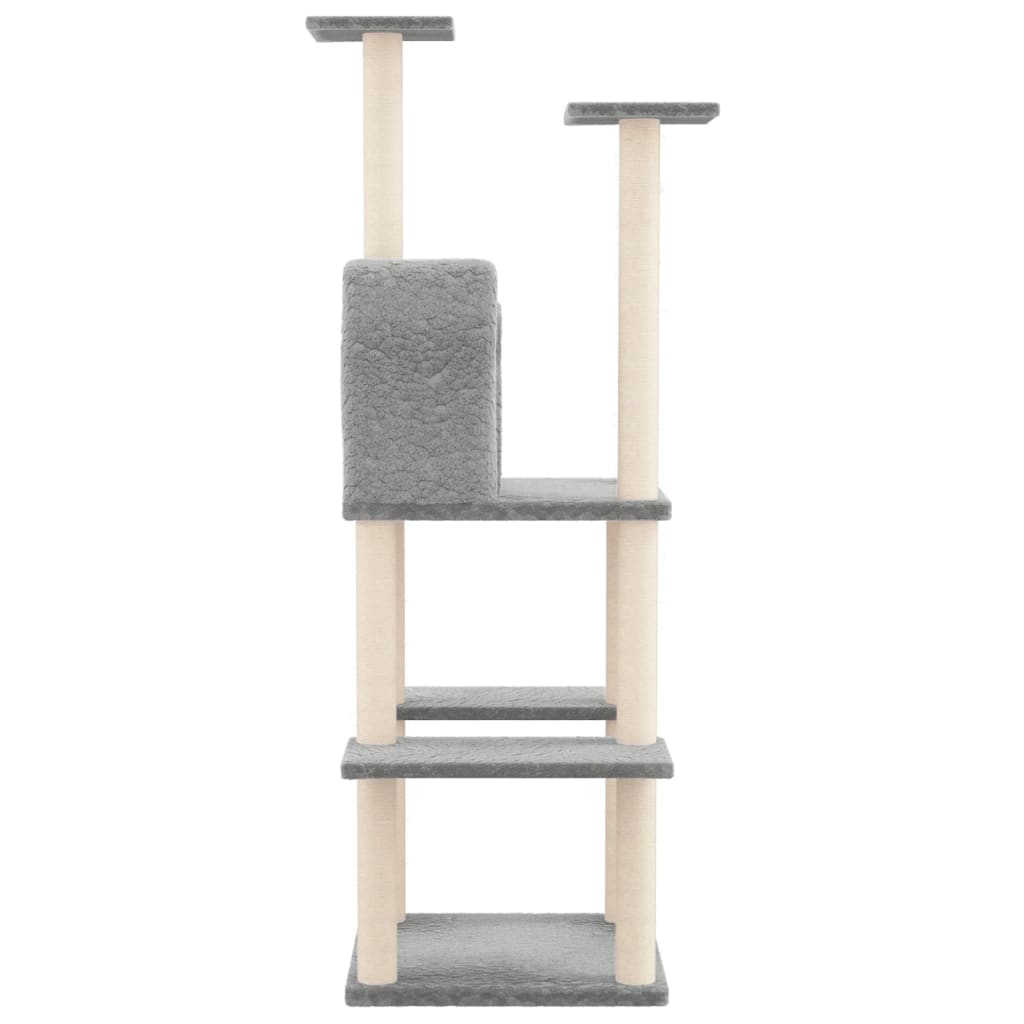 Albero Per Gatti Con Tiragraffi In Sisal Grigio Chiaro 144,5 cm - Image 4