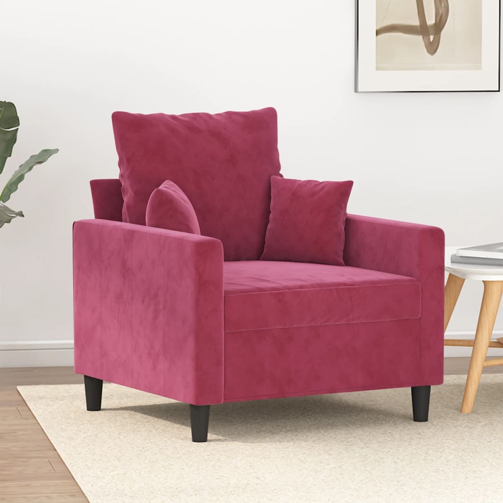 Poltrona Rosso Vino 60 Cm Velluto