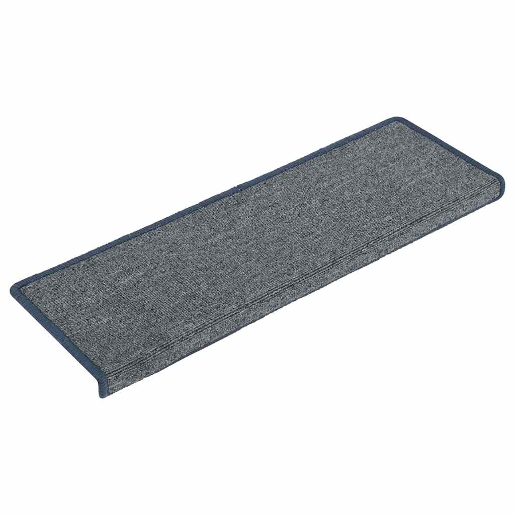 Tappetini Per Scale 30 Pz 65x21x4 Cm Grigio Chiaro E Blu Con Bordo Rettangolare