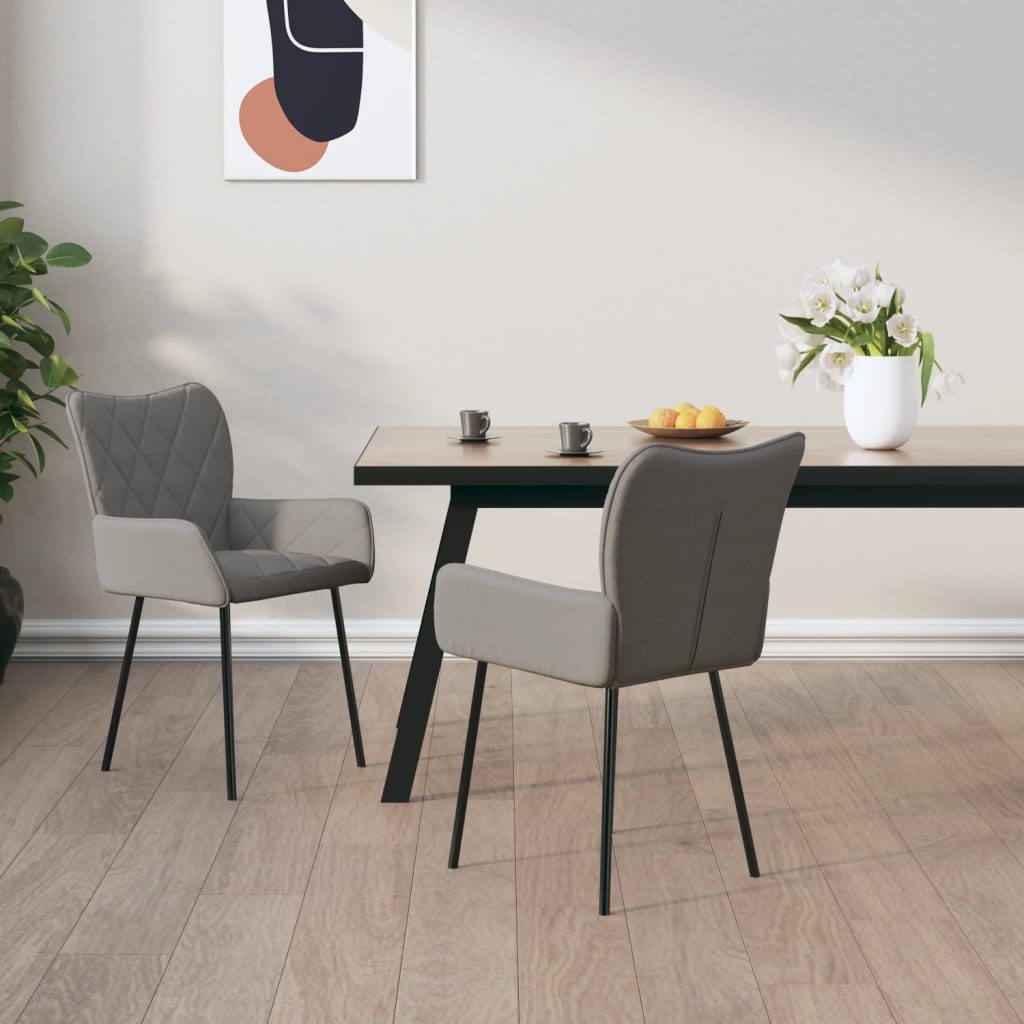 Sedie Da Pranzo 2 Pz Grigio Chiaro In Tessuto