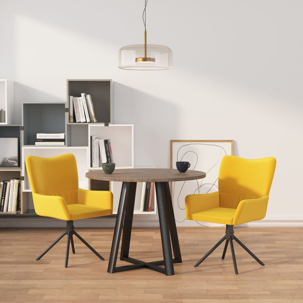Sedie Da Pranzo Girevoli 2 Pz Gialle In Velluto