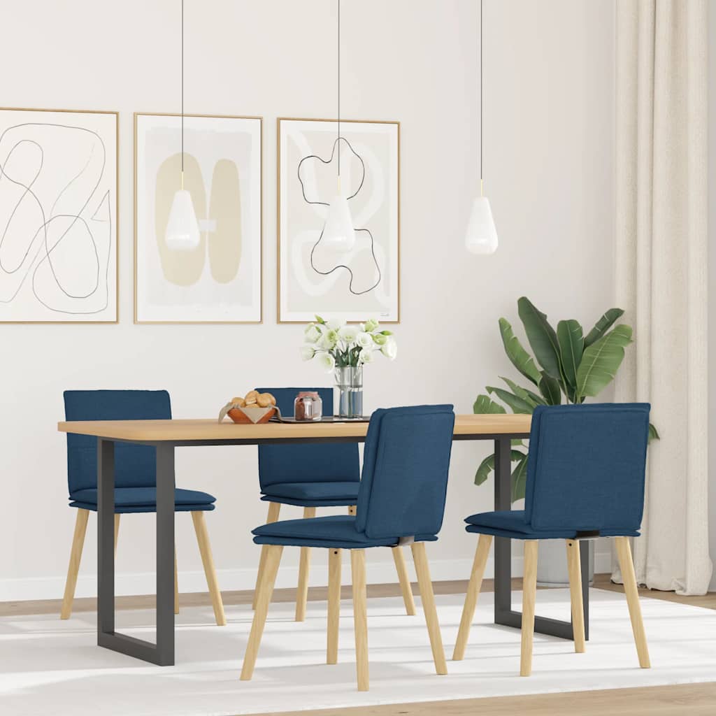 Sedie Da Pranzo 4 Pz Blu In Tessuto