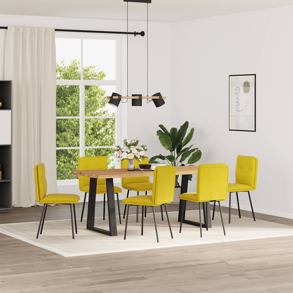 Sedie Da Pranzo 6 Pz Gialle In Velluto