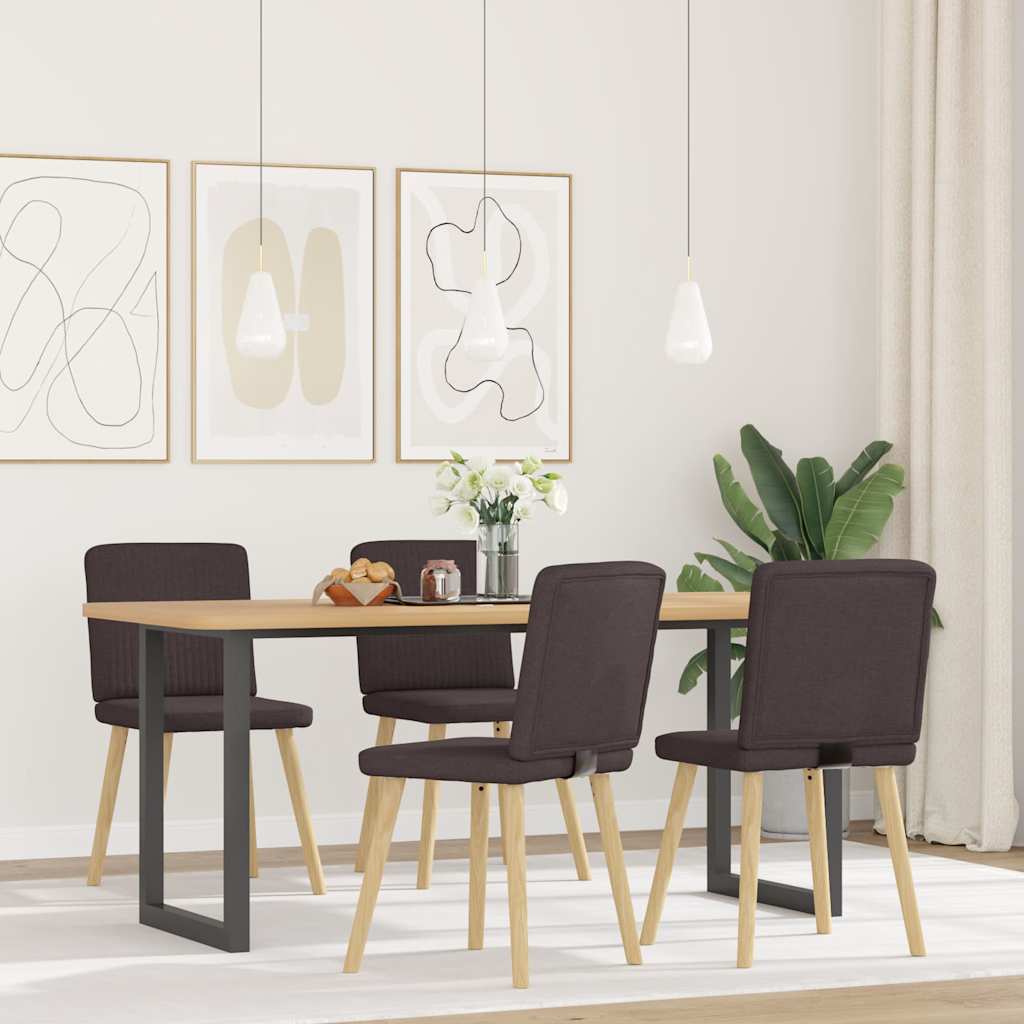 Sedie Da Pranzo 4 Pz Marrone Scuro In Tessuto