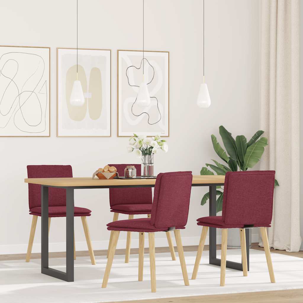 Sedie Da Pranzo 4 Pz Rosso Vino In Tessuto