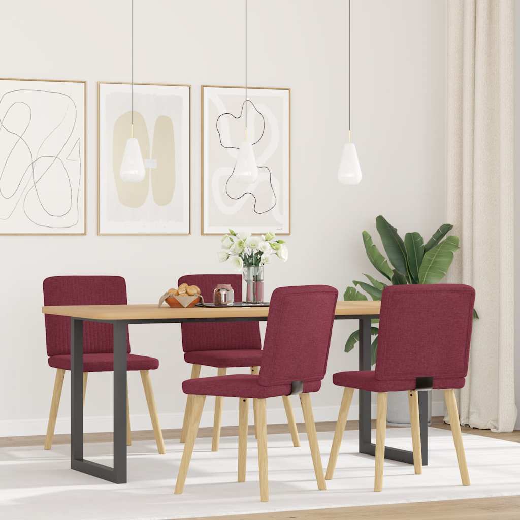 Sedie Da Pranzo 4 Pz Rosso Vino In Tessuto