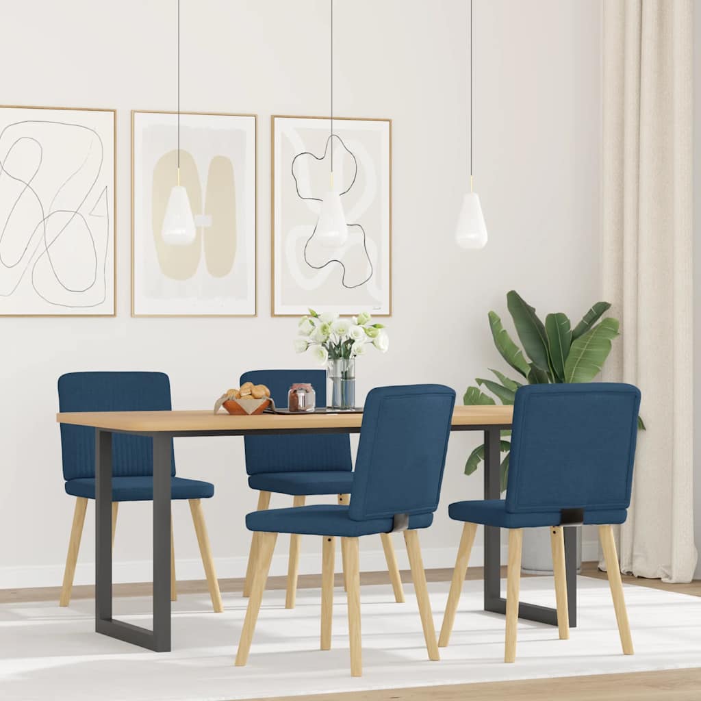 Sedie Da Pranzo 4 Pz Blu In Tessuto