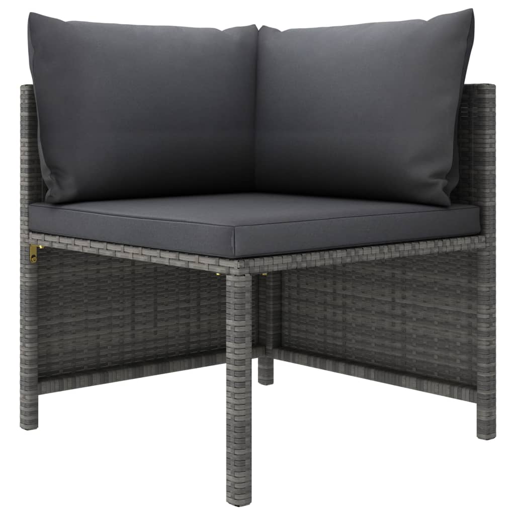 Divano Da Giardino A 3 Posti Con Cuscini In Polyrattan Grigio