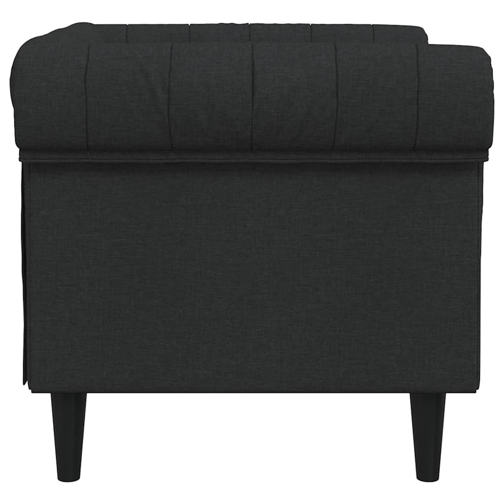 Poltrona Chesterfield Nera In Tessuto - Image 5