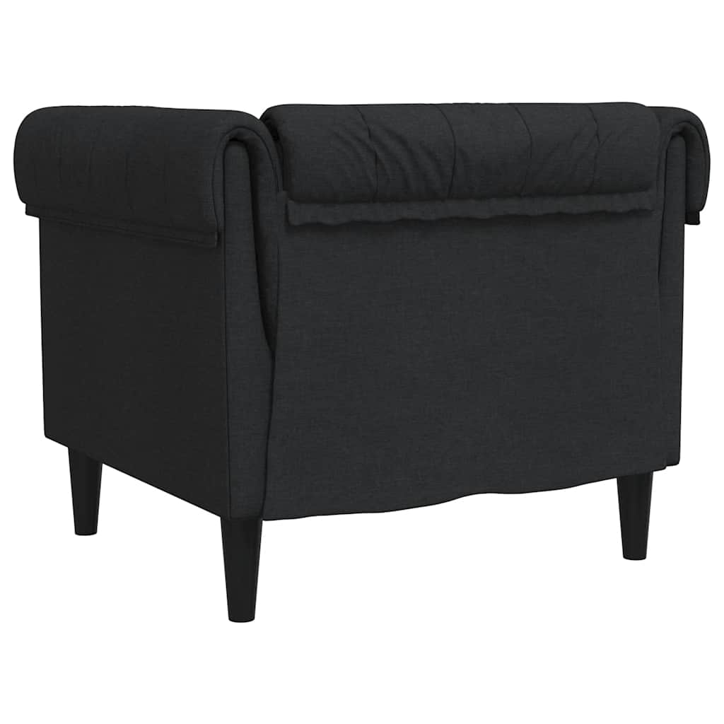 Poltrona Chesterfield Nera In Tessuto - Image 6