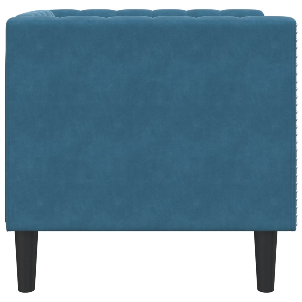 Poltrona Chesterfield Blu In Velluto - Image 5