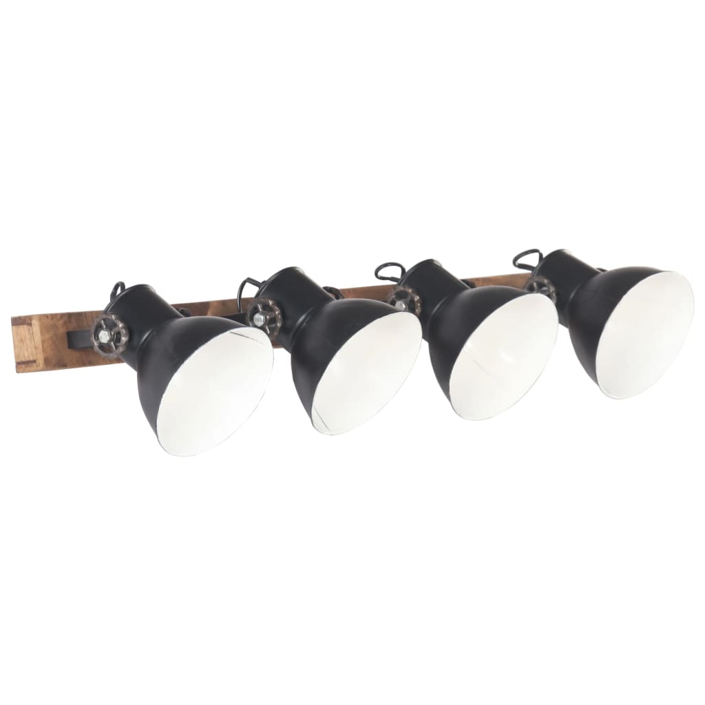 Lampada Da Parete Stile Industriale Nera 90x25 Cm E27