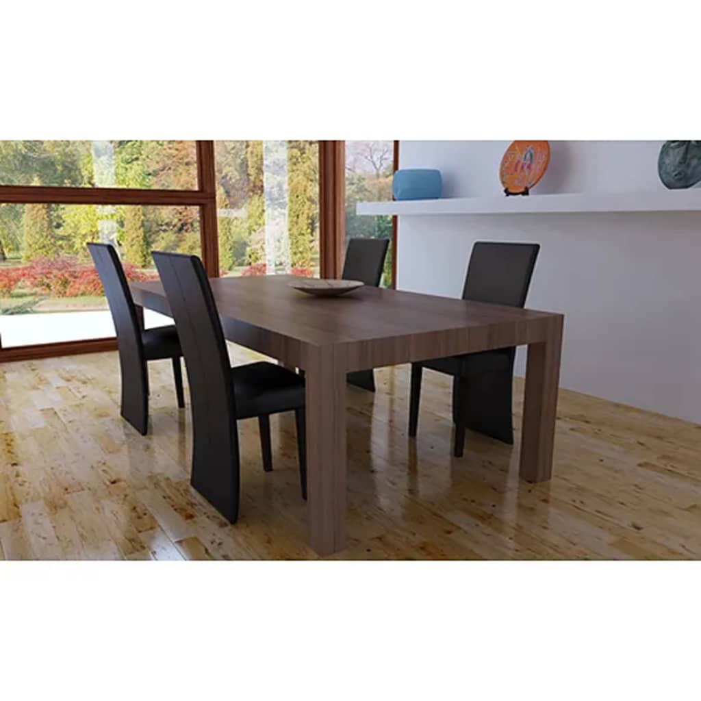 Sedie Da Pranzo 4 Pz Marrone Scuro In Similpelle