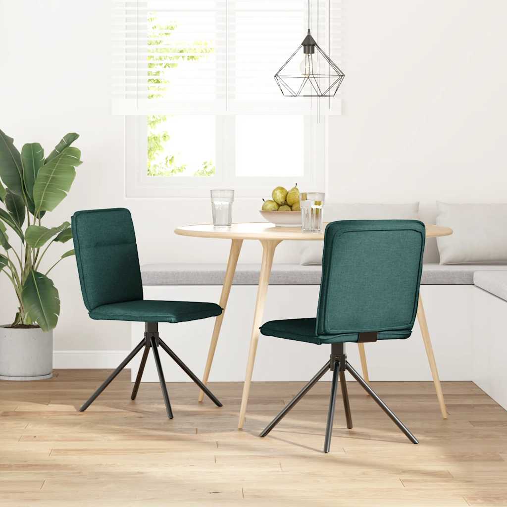 Sedie Da Pranzo 2 Pz Verde Scuro In Tessuto