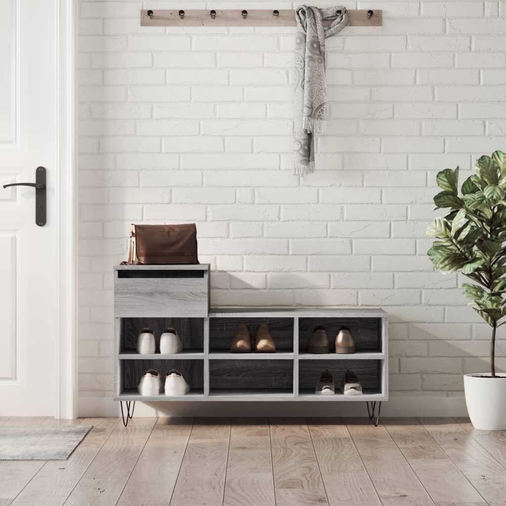 Scarpiera Grigio Sonoma 102x36x60 Cm In Legno Multistrato