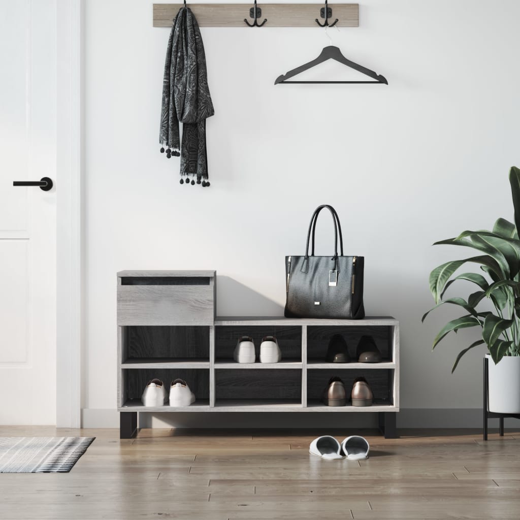 Scarpiera Grigio Sonoma 102x36x60 Cm In Legno Multistrato