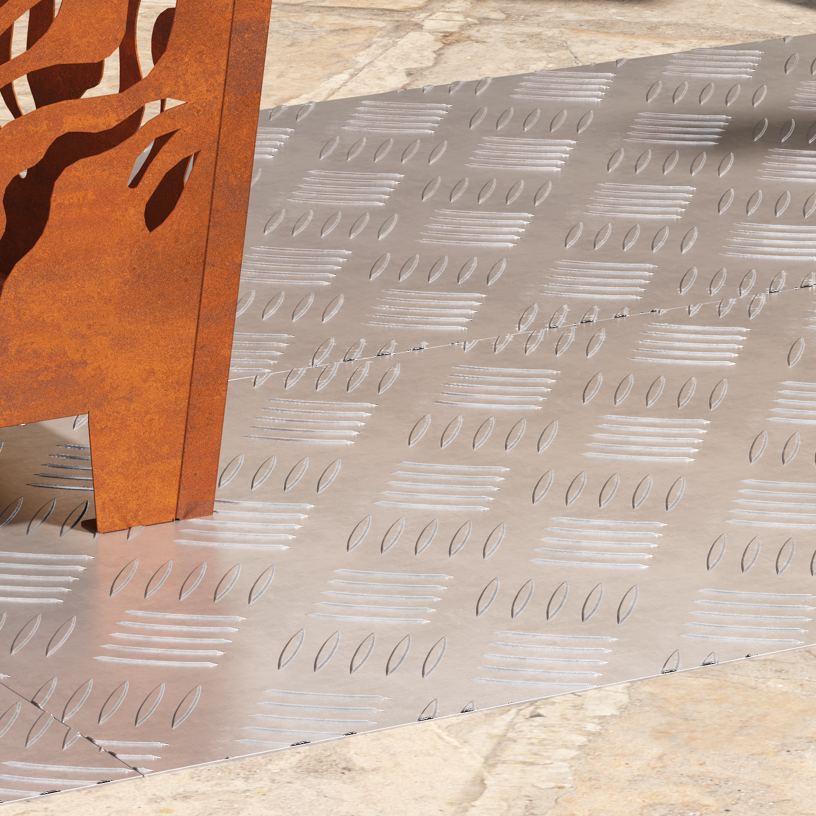 Dischi Quadrati 4 Pcs Argento 90 X 40 Cm Alluminio