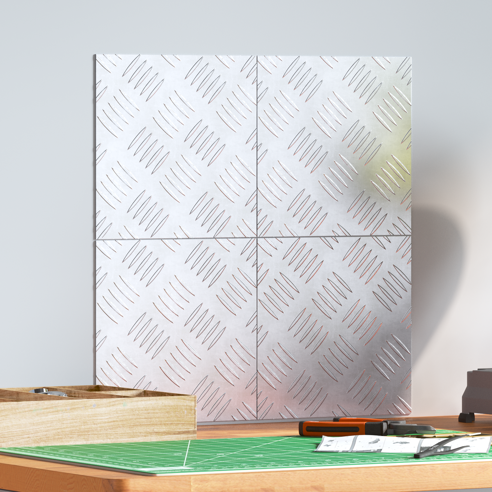 Dischi Quadrati 4 Pcs Argento 20 X 20 Cm Alluminio