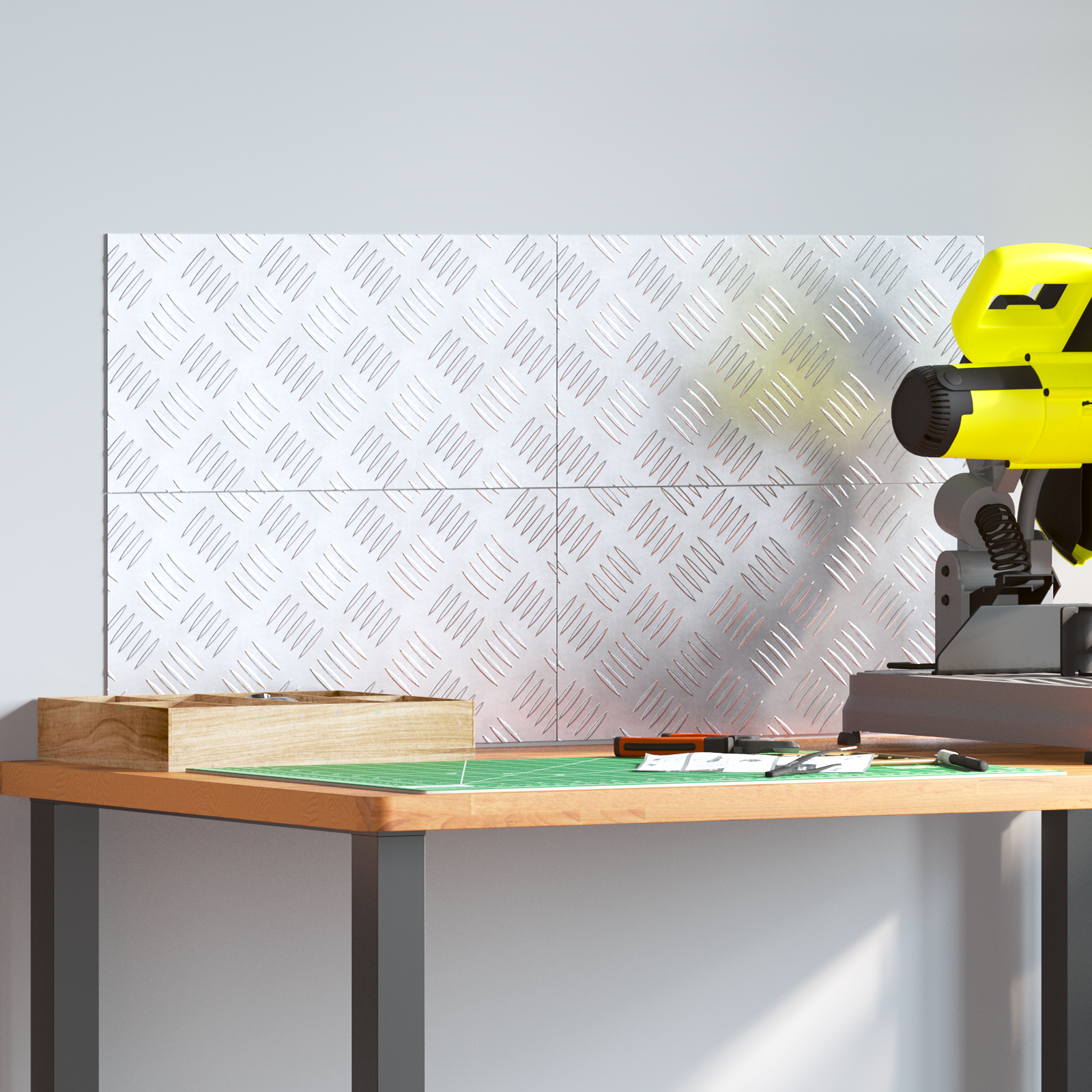 Dischi Quadrati 4 Pcs Argento 40 X 20 Cm Alluminio