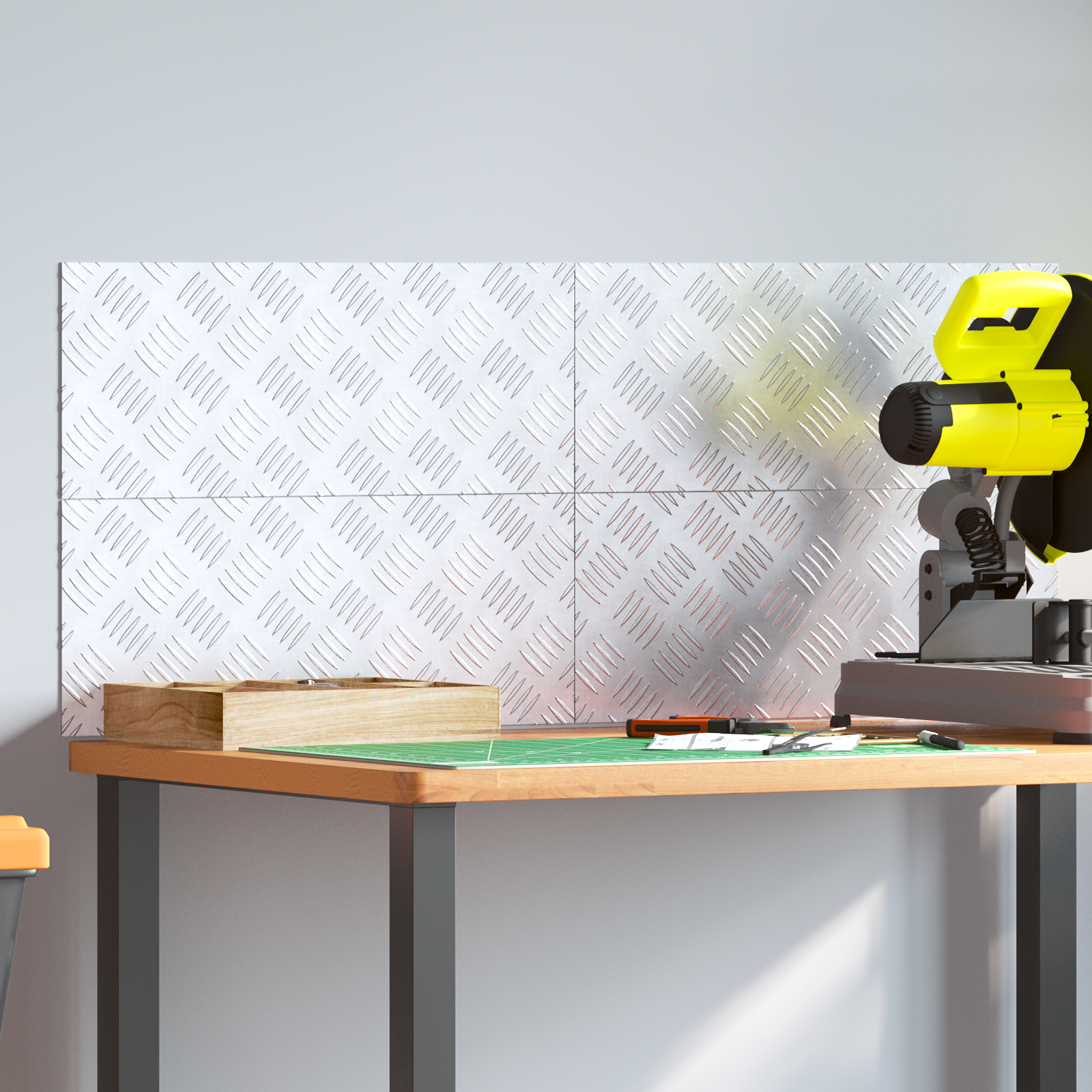 Dischi Quadrati 4 Pcs Argento 50 X 20 Cm Alluminio