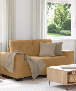 § Divano A Due Posti § Con Cuscino Marrone Velluto