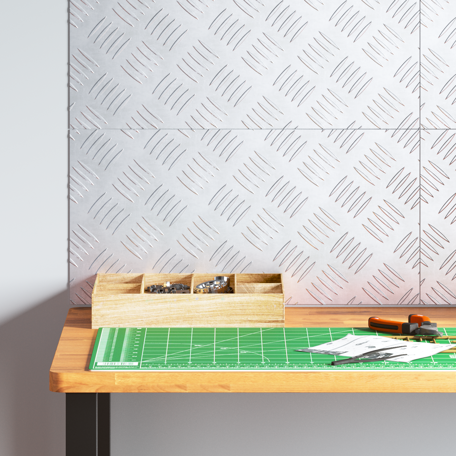 Dischi Quadrati 4 Pcs Argento 50 X 25 Cm Alluminio