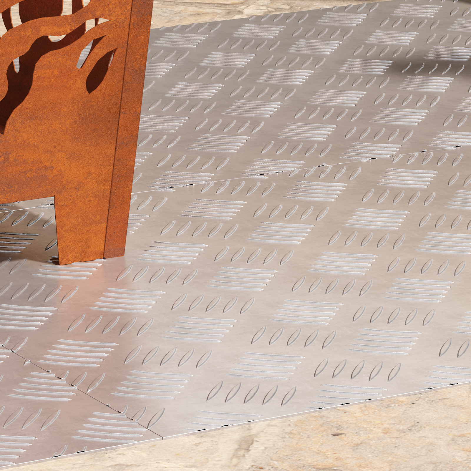 Dischi Quadrati 4 Pcs Argento 90 X 50 Cm Alluminio