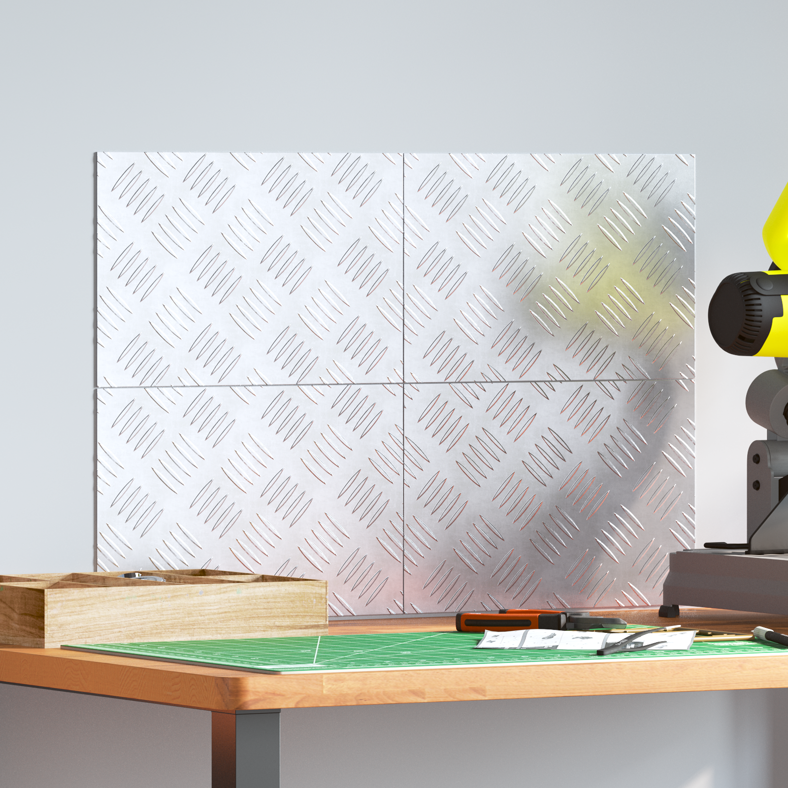 Dischi Quadrati 4 Pcs Argento 30 X 20 Cm Alluminio