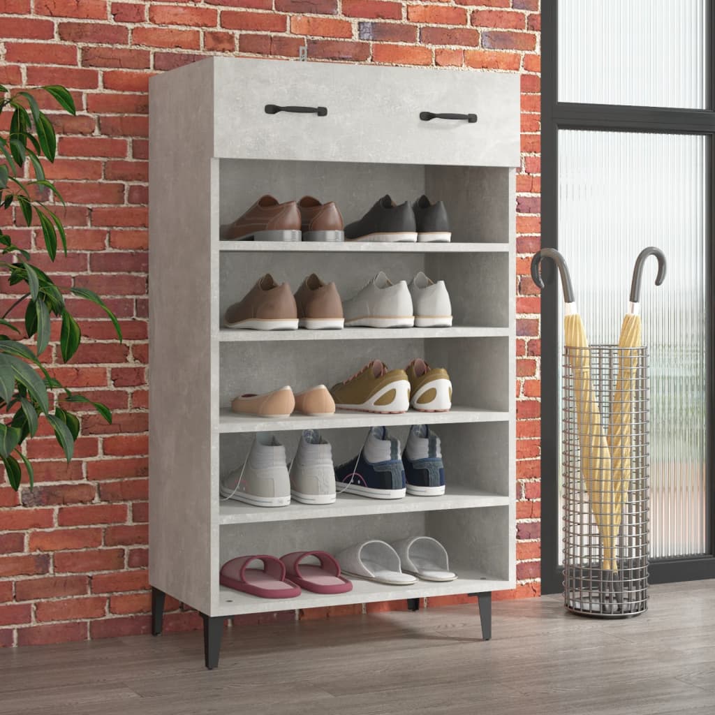Scarpiera Grigio Cemento 60x35x105 Cm In Legno Multistrato