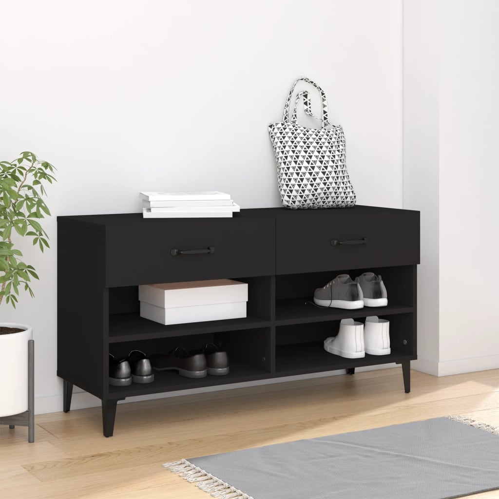 Scarpiera Nera 102x35x55 Cm In Legno Multistrato