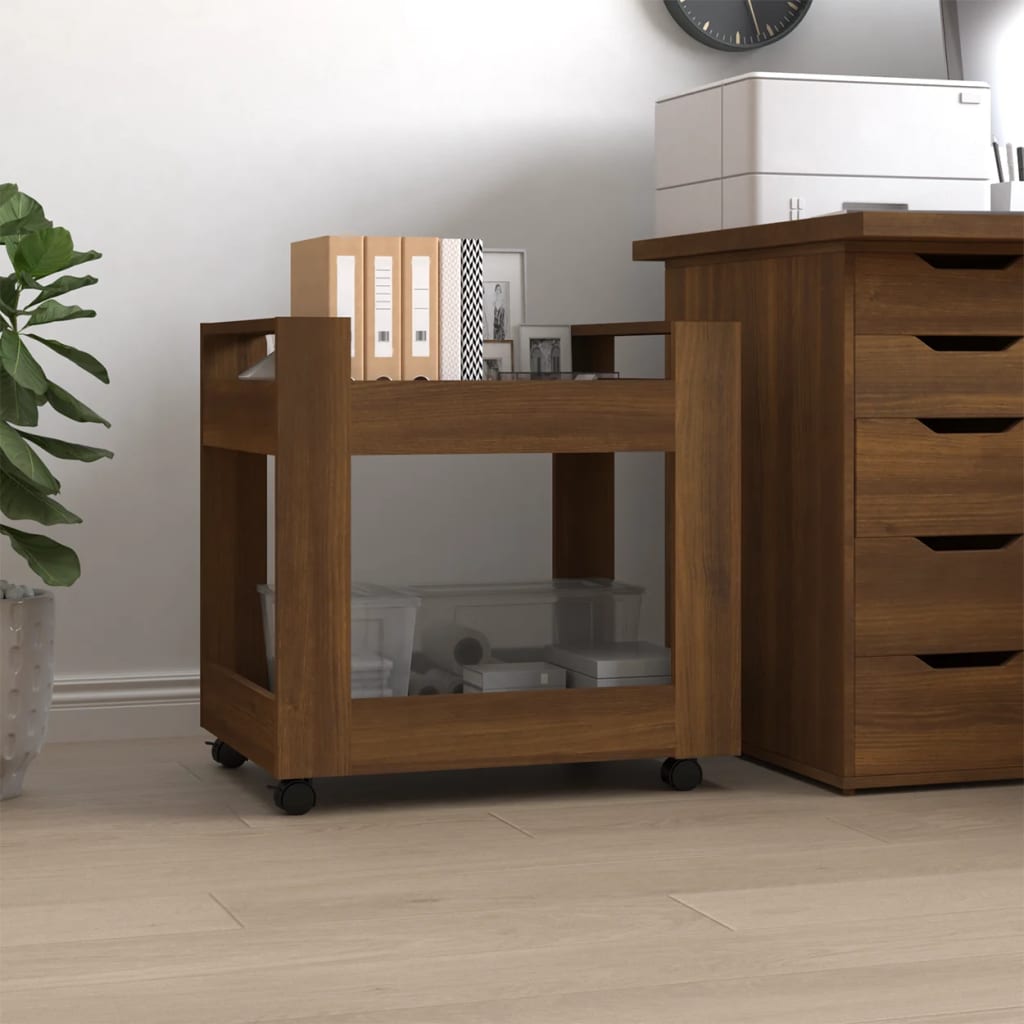 Carrello Scrivania Rovere Marrone 60x45x60 Cm Legno Multistrato