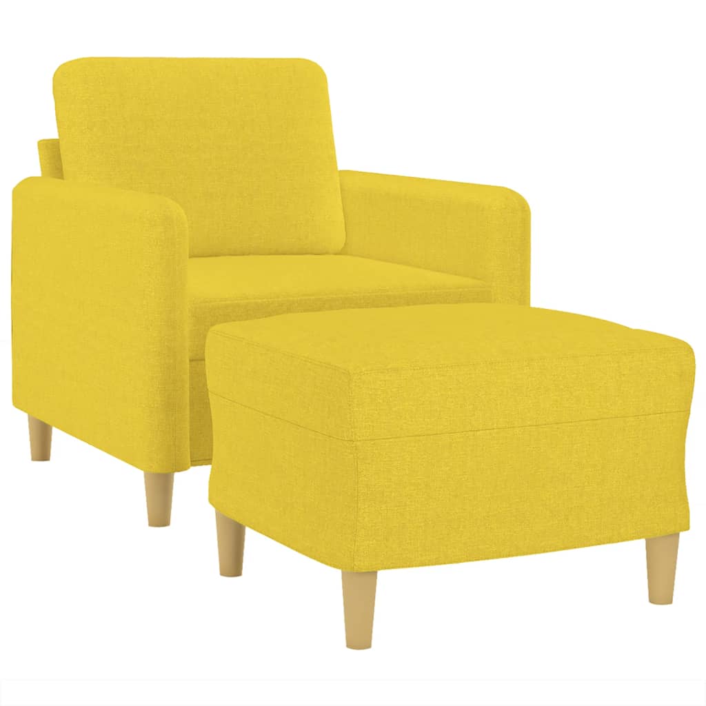 Poltrona Con Poggiapiedi Giallo Chiaro 60 Cm In Tessuto - Image 3