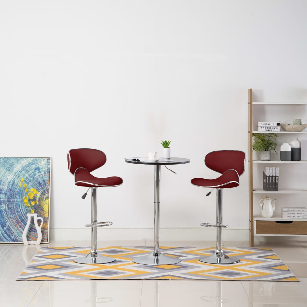 323649 Bar Stools 2 Pcs Wine Red Faux Leather