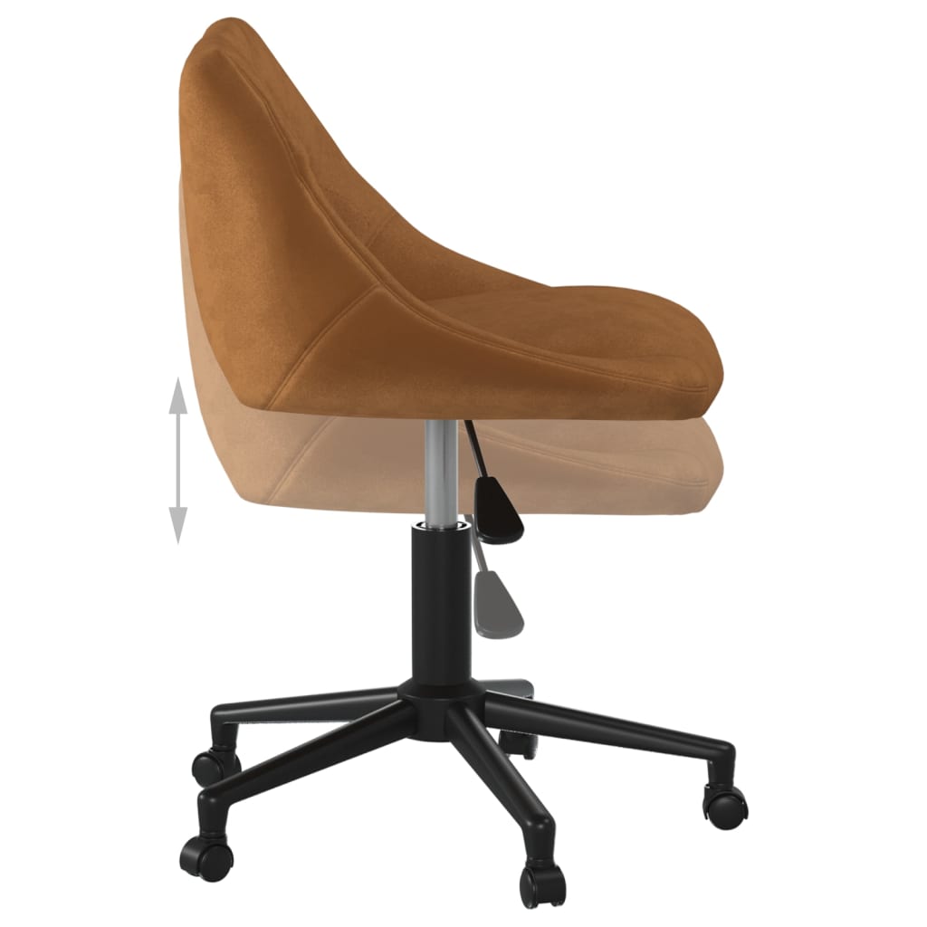 Sedia Girevole Da Ufficio Marrone In Velluto - Image 6
