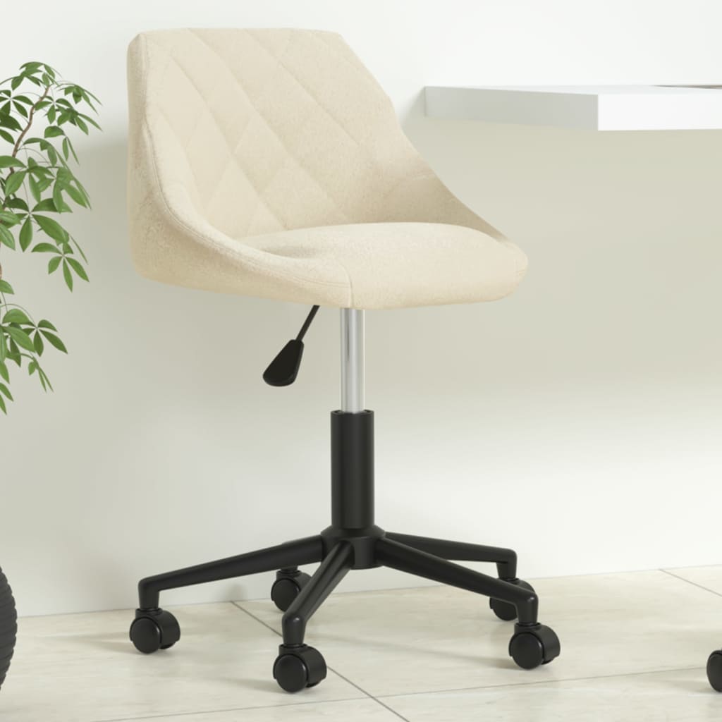 Sedia Girevole Da Ufficio Crema In Velluto