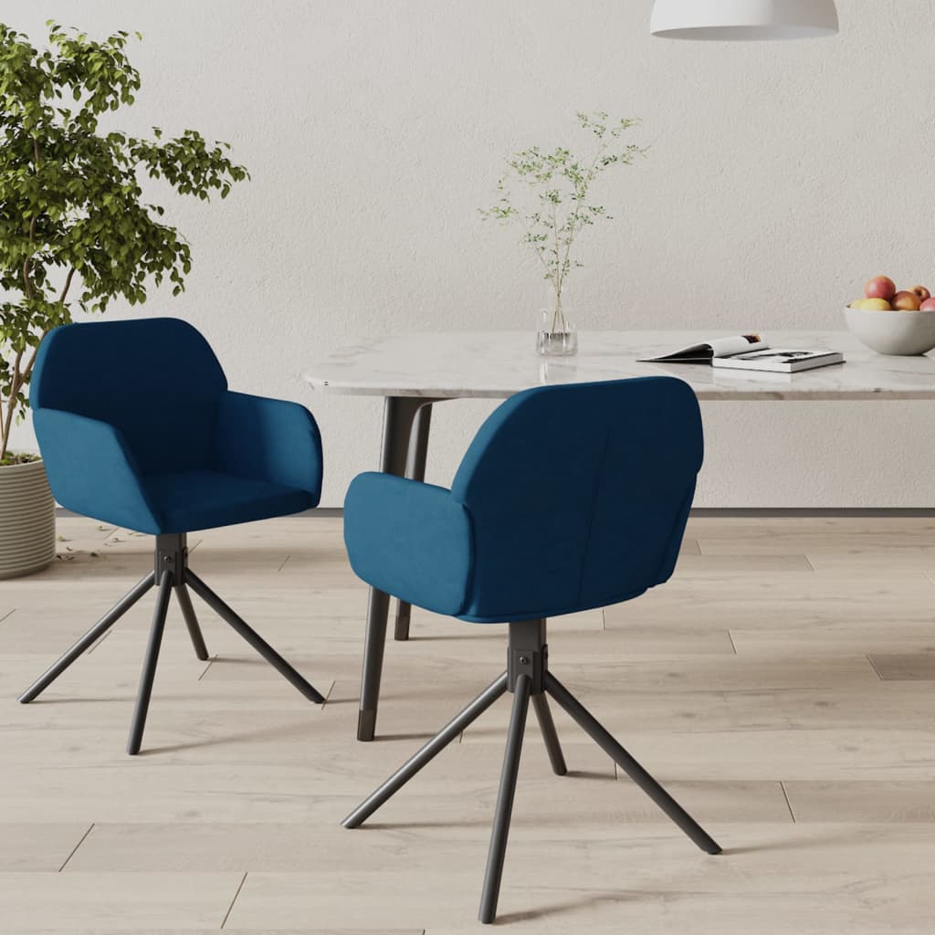 Sedie Da Pranzo Girevoli 2 Pz Blu In Velluto