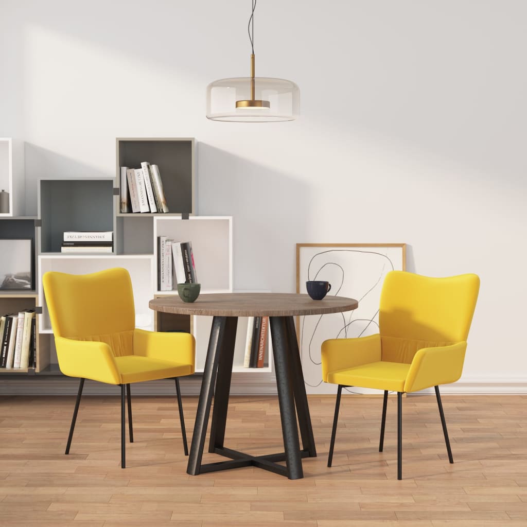Sedie Da Pranzo 2 Pz Gialle In Velluto